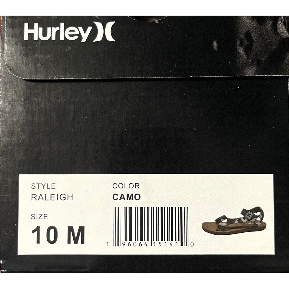 Hurley Raleigh Mens‎ Sport Strappy Sandals Size 10 Camo Print Adjustable Straps